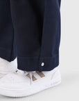 Button Hem Wide-Leg Trousers
