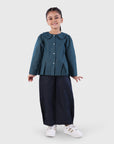 Button Hem Wide-Leg Trousers