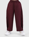Button Hem Wide-Leg Trousers