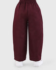 Button Hem Wide-Leg Trousers