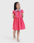 Contrast Collar Dress with Piping Detail