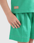 Stitch Detail Pleated Shorts