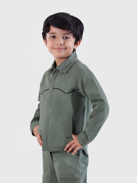 Contrast Pipe Collar Jacket