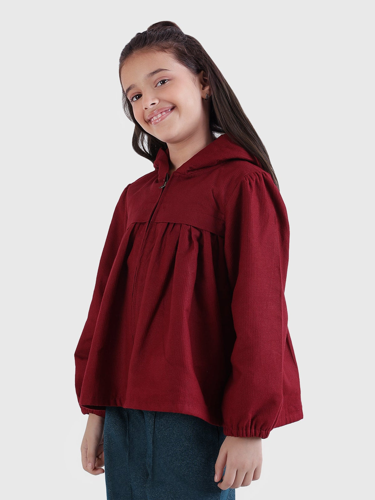Hooded Gathered Jacket