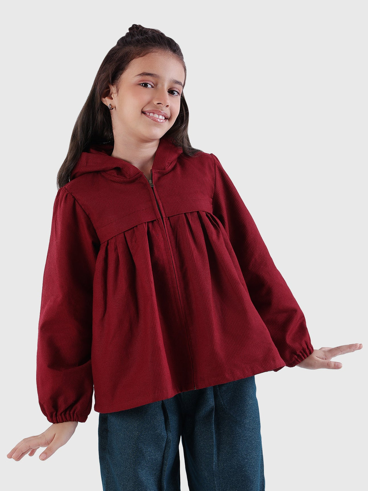 Hooded Gathered Jacket