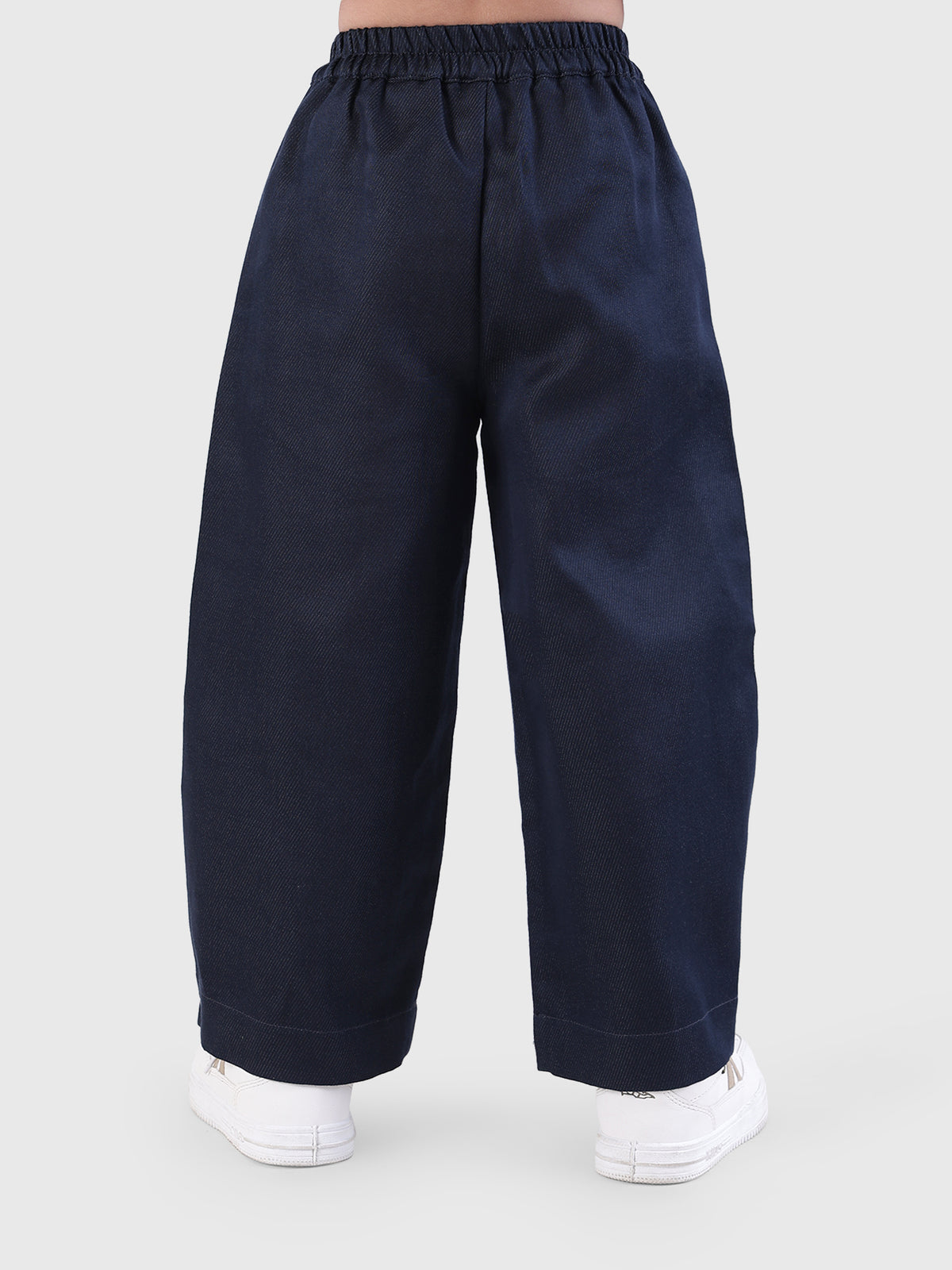 Button Hem Wide-Leg Trousers