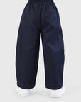 Button Hem Wide-Leg Trousers