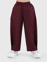 Button Hem Wide-Leg Trousers