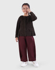 Button Hem Wide-Leg Trousers