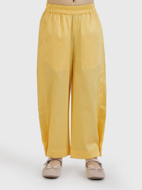 Button Hem Wide-Leg Trousers
