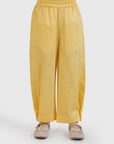 Button Hem Wide-Leg Trousers