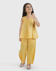 Button Hem Wide-Leg Trousers