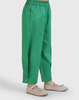 Button Hem Wide-Leg Trousers