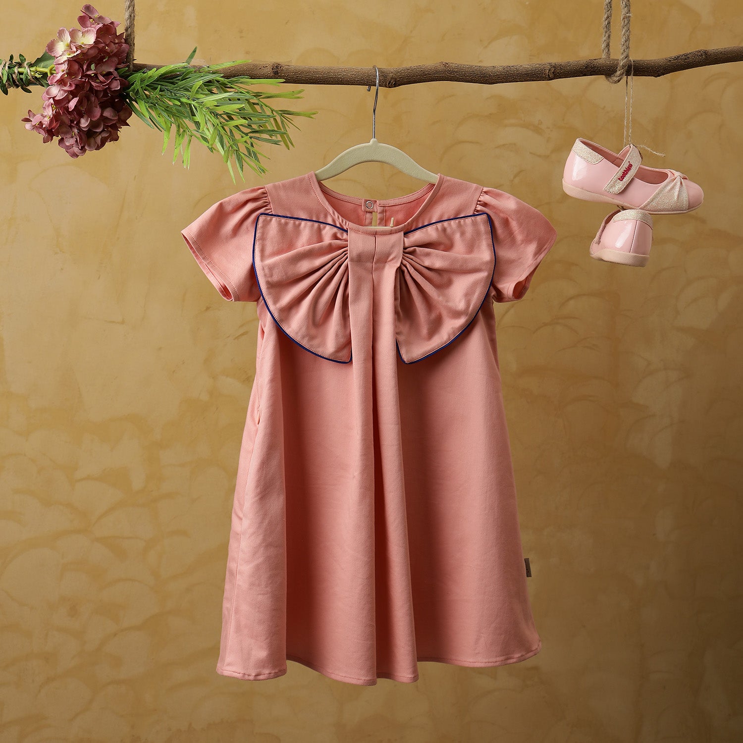 Bow Dress with Piping Detail