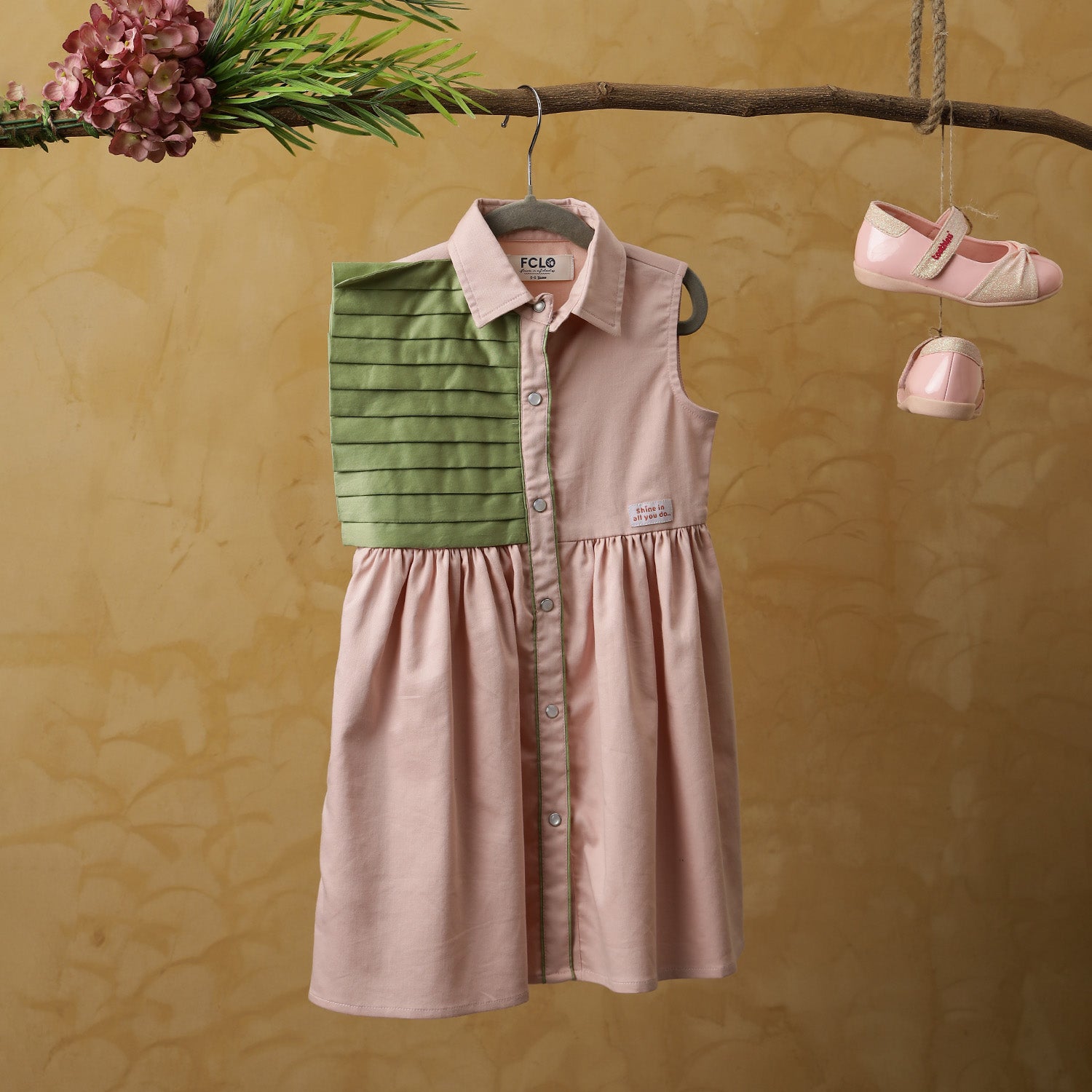 Button Dress with Pleat Panel