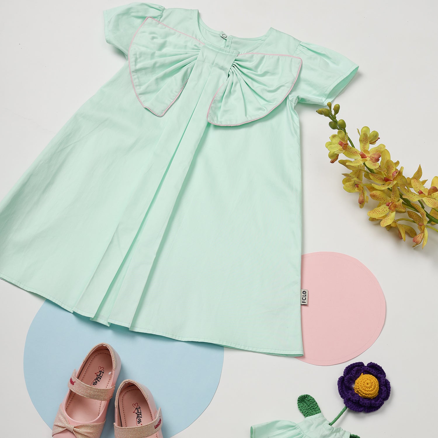 Bow Dress with Piping Detail