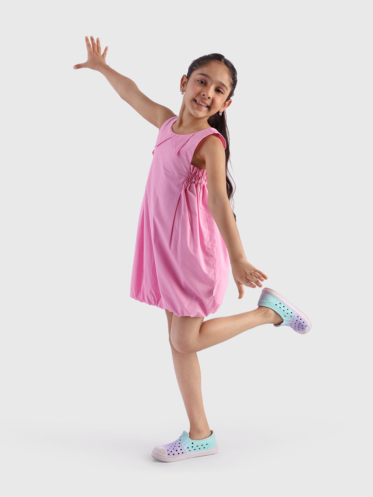 Balloon Dress with Smocked Panels