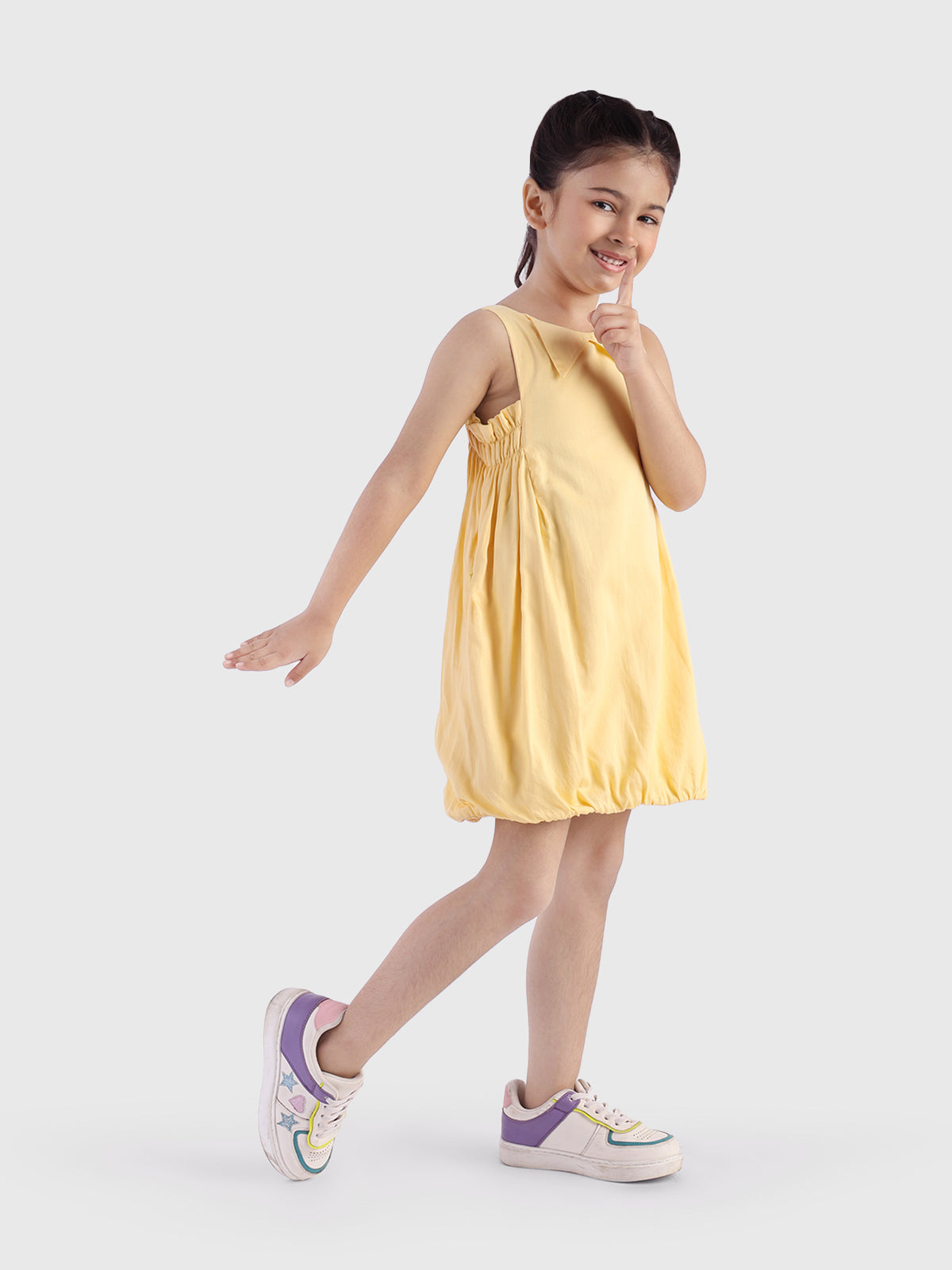 Balloon Dress with Smocked Panels