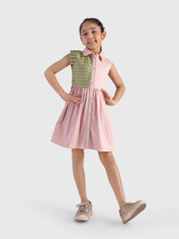 Button Dress with Pleat Panel