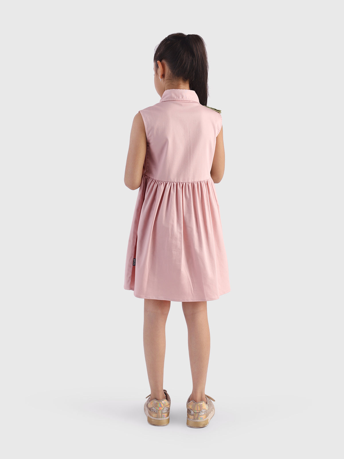 Button Dress with Pleat Panel