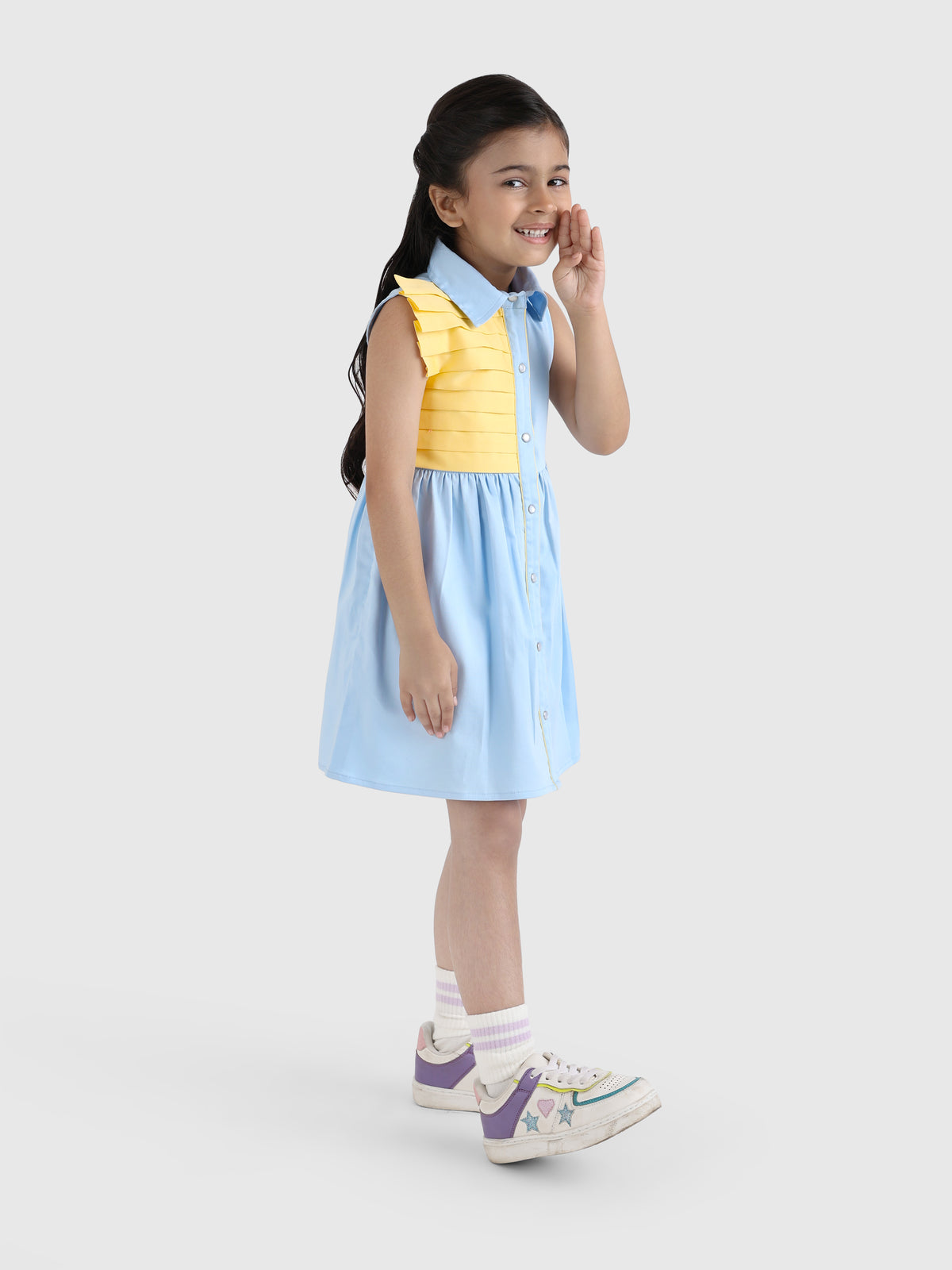 Button Dress with Pleat Panel