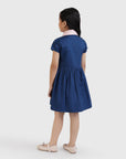 Contrast Collar Dress with Piping Detail