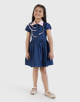 Contrast Collar Dress with Piping Detail