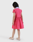 Contrast Collar Dress with Piping Detail