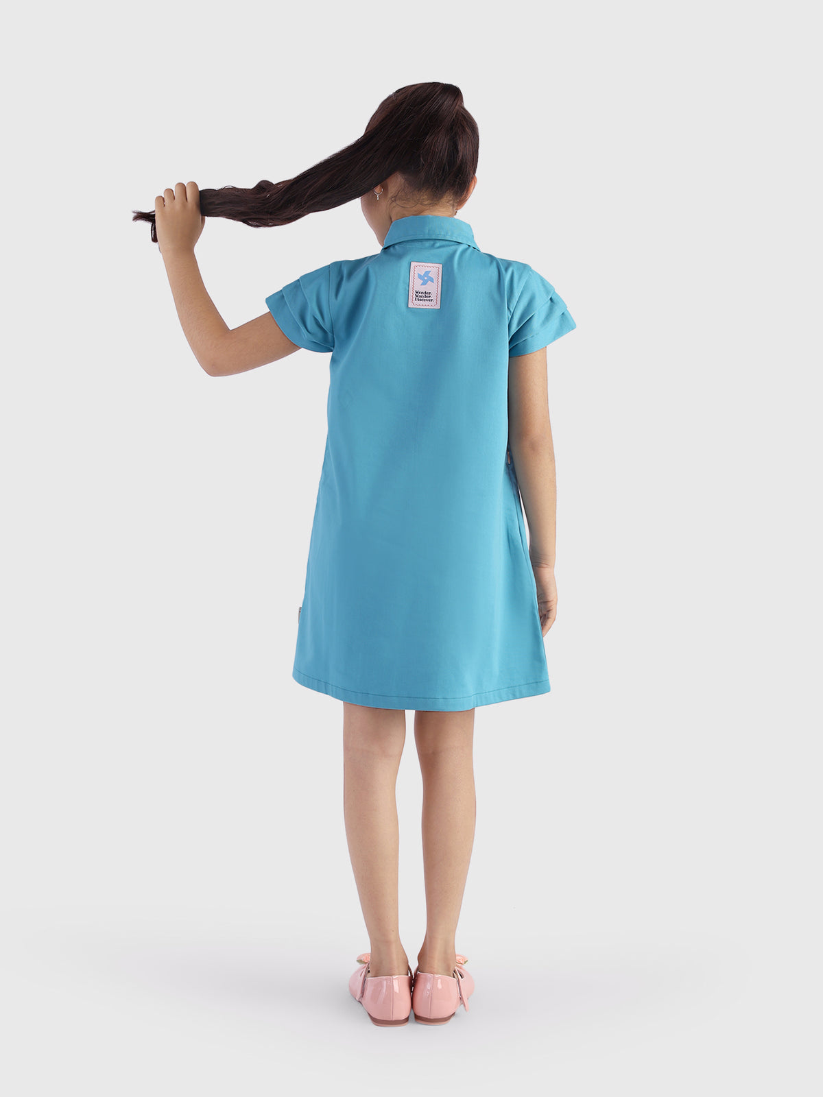 Pleated dress with collar