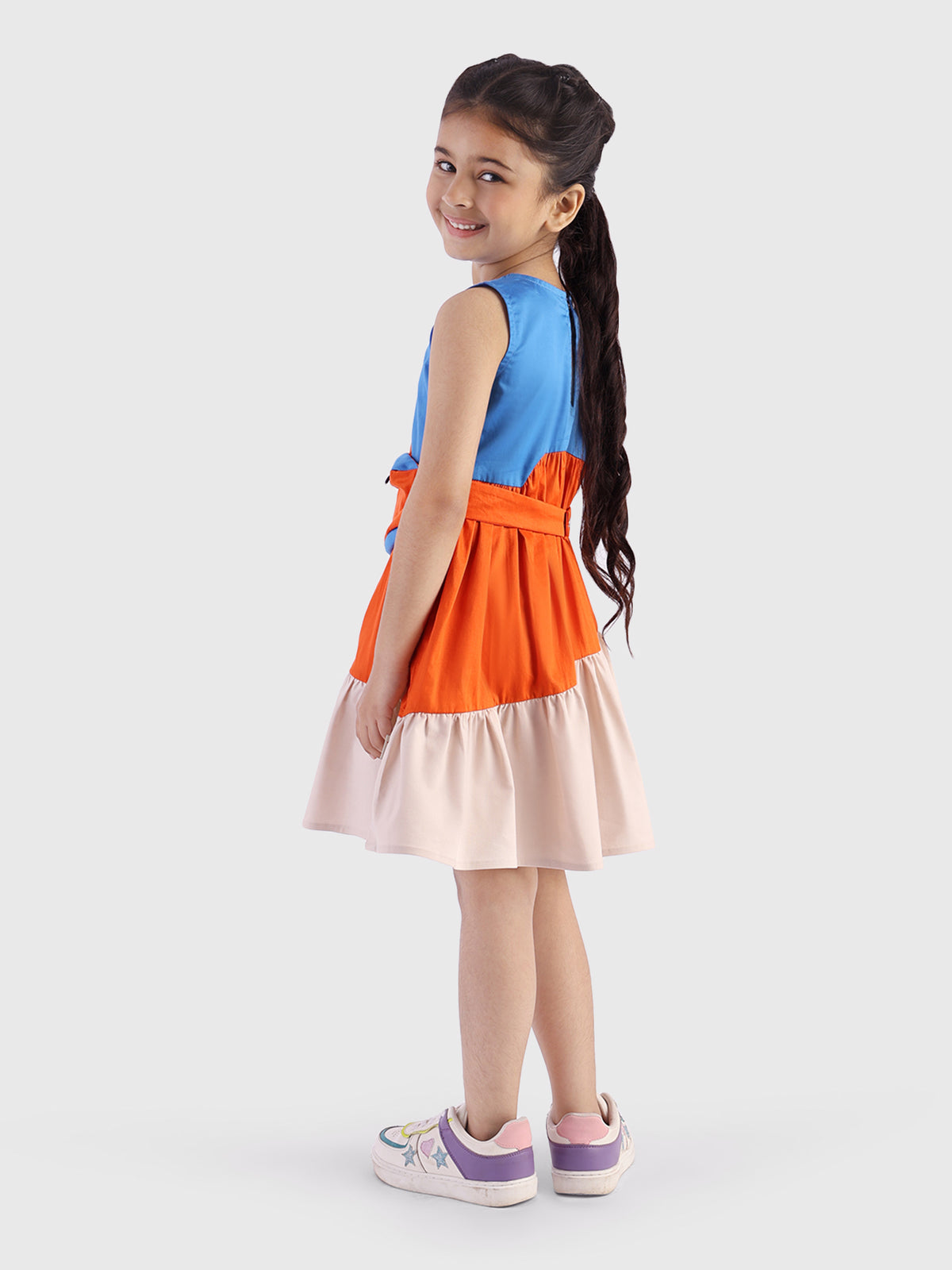 Tiered Dress with Round Bag
