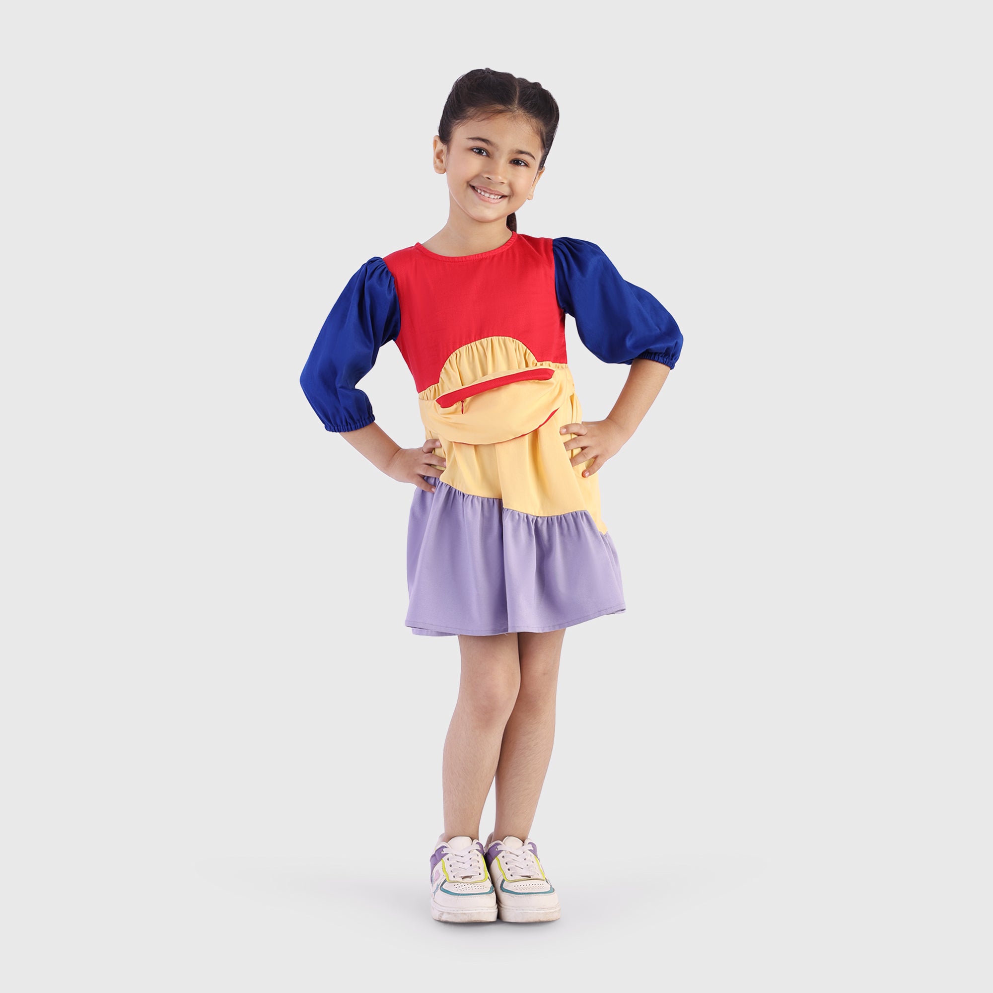 Tiered Dress with Round Bag