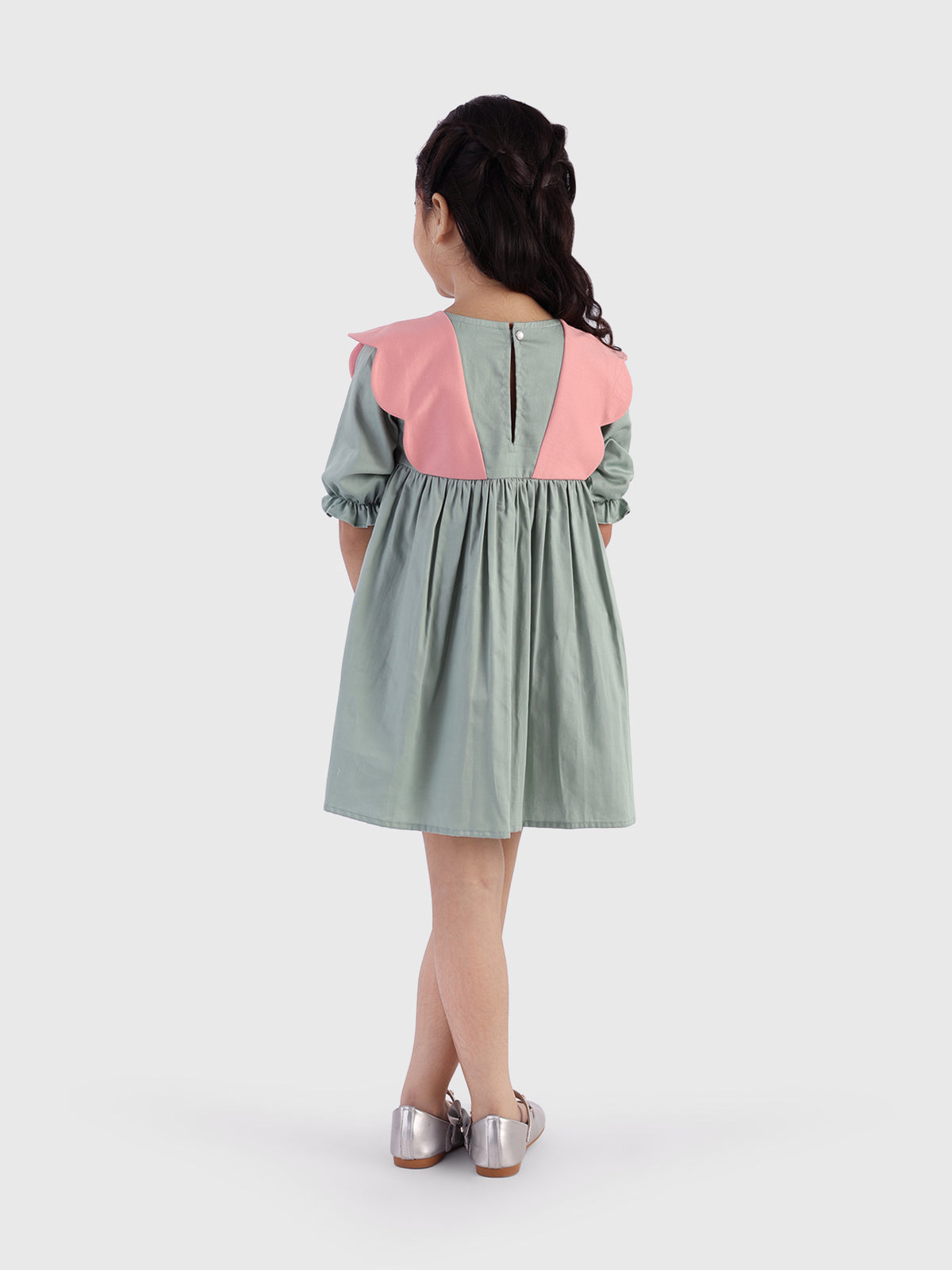 Twirl Dress with Scallop Collar